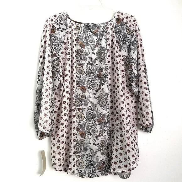 NWT Figueroa & Flower size XL Blouse Patterned with Gold/Silver Dots Flowy Boho - Picture 2 of 9